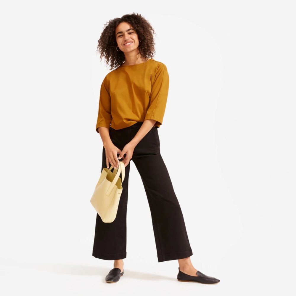 Everlane Wide Leg Crop Pant - Black, Size 2